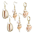 Summer Beach Freshwater Pearl Shell Natural Conch Pendant Earring for Women Ladies