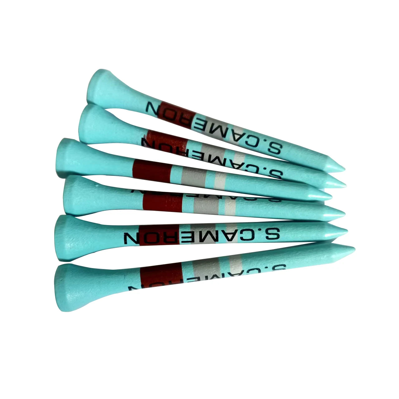 Qiangjian Customized 70mm Bamboo Golf Tees OEM MOQ 5000PCS Blue & Green Letter Logo Print Clear Polybag Packing Free Sample