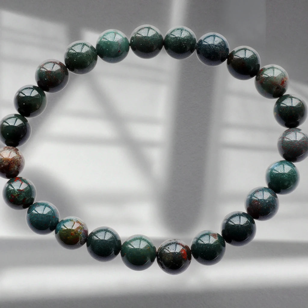 Wholesale 8mm Helitrope Bloodstone Crystal Beads Handmade Gemstone Round Beads Stretch Bracelet