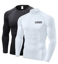 Custom Wholesale Compression Shirts Base Layer Polyester Workout Shirt Men Fitness Long Sleeve Mens Compression Shirt