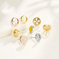 Hot Sale 925 Sterling Silver Bezel Setting Round Stud Empty Holder for Earring Making Accessories Supplies
