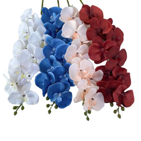 Home Decorative 10 Heads Large Orchids Silk Artificial Flowers butterfly Orchid for Sale
