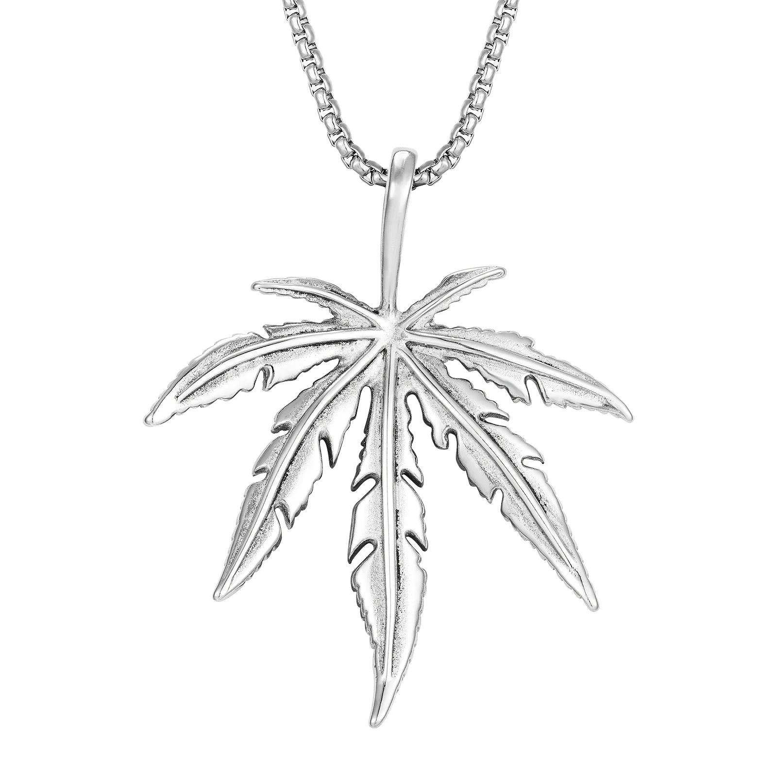 Minimalist Men's Jewelry No-tarnish Silver Maple Leaf Pendant Necklace 18k Gold Plated Stainless Steel Man Necklace