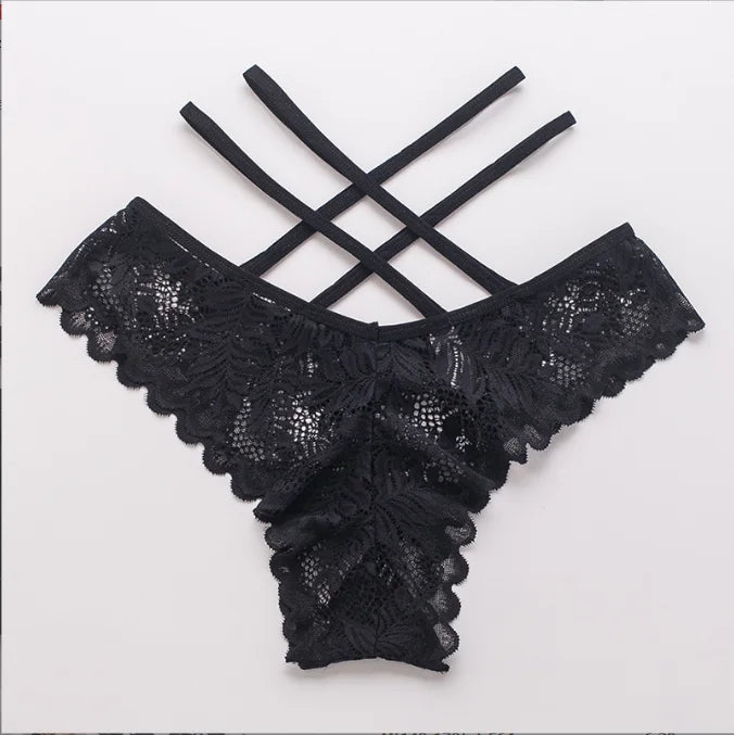 Wholesale Women Sexy Lace Ladies Thongs Women's Seamless Lace Cross Strap Panties