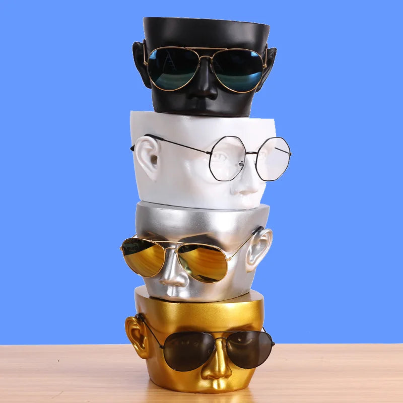 Human Head Glasses Display Stand Eyeglasses Sunglasses Head Mold Display Furnishing Bracket with Flat Reverse Wall Mountable MegaBDM