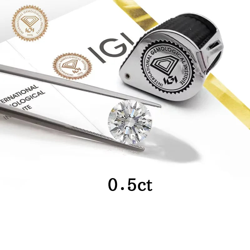 Starsgem Diamant White D Color VS VVS Round Brilliant Cut 0.5 Carat Lab Grown Diamond