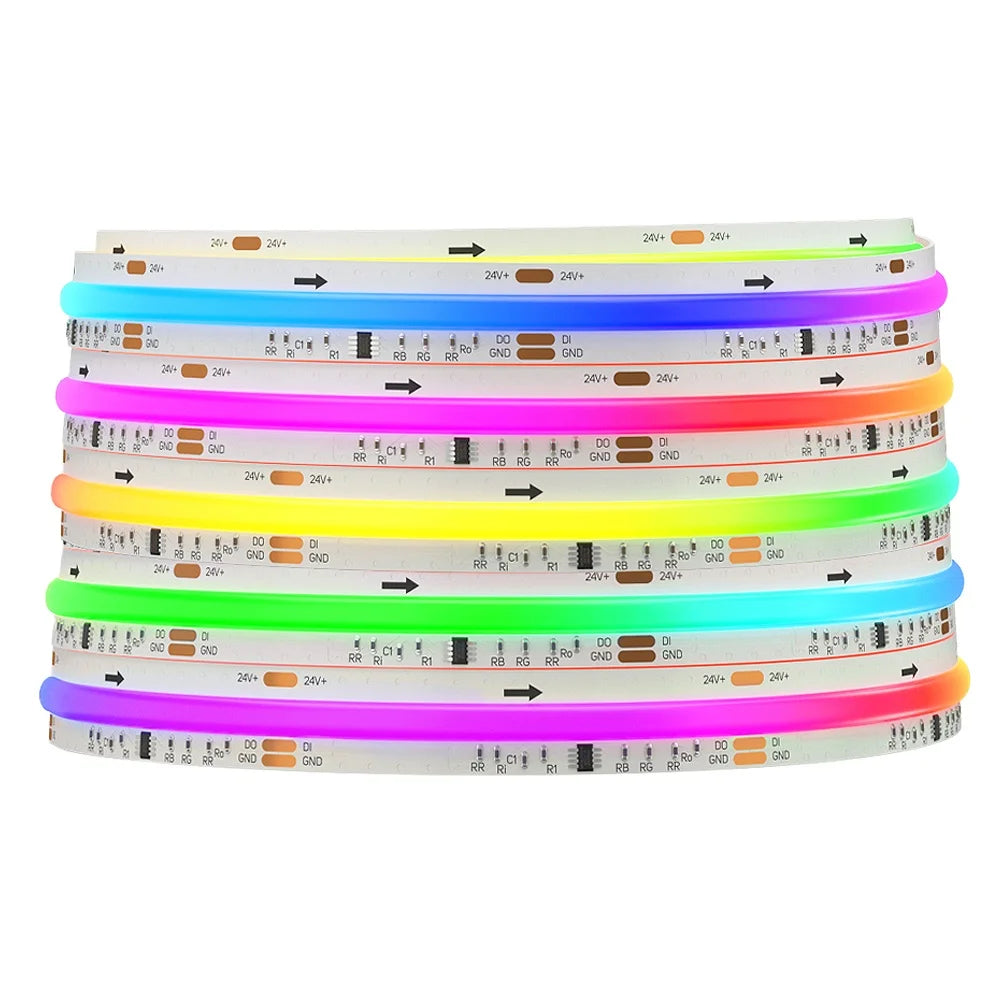 UL FCOB SPI RGB IC Dream Color DC12V 24V WS2811 Addressable 12mm 720 LEDs Programmable FOB COB Digital LED Light Strip