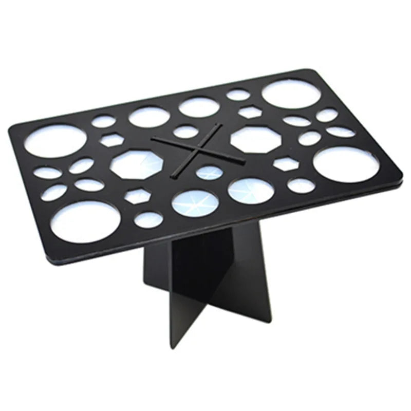 Wholesale Black Acrylic 26-Hole Square Makeup Brush Display & Drying Stand for Plastic Brushes