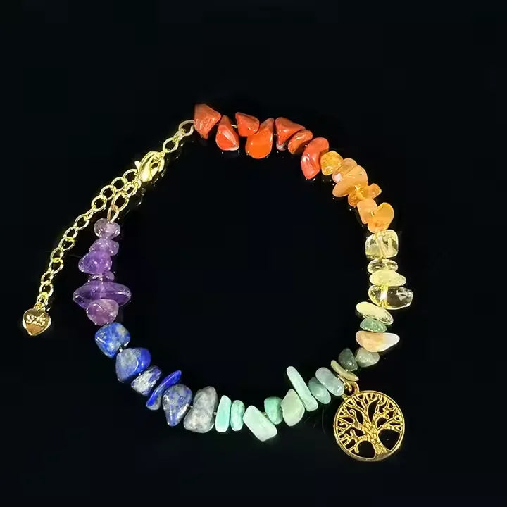 Wholesale Natural Obsidian Amethyst Crystal Quartz Seven Chakras Bracelet Energy Beads for Healing