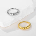 Stainless Steel Rings Men Women 18K Gold Plated Wholesale Jewelry Geometric Signet Twisted Stripe Croissant Rings Engagement