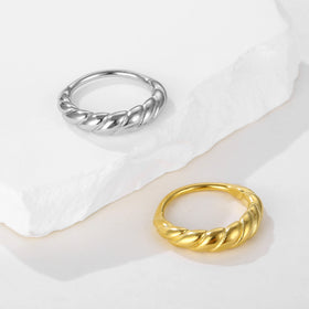 Stainless Steel Rings Men Women 18K Gold Plated Wholesale Jewelry Geometric Signet Twisted Stripe Croissant Rings Engagement