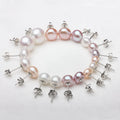 6-12mm Freshwater Pearl Designer Earrings Popular Brands 925 Silver Pearl Earrings Natural Authentic White pink Purple Earring