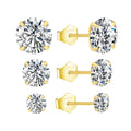 Simple 925 Sterling Silver Four Prong Setting 3mm 4mm 5mm 6mm 7mm 8mm 5A Zirconia Women's Stud Earrings Jewelry Wholesale