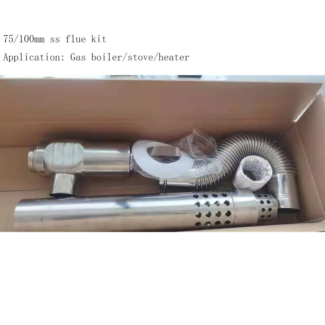Household Boiler Chimney / Stove Pipe Coaxial 75/100 mm Stainless Steel Segmented Flue Kits