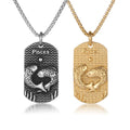 Personality Jewelry Retro Style Twelve Zodiac Pattern Pisces Pendant Dog Tags Necklace for Hip Hop Men