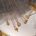 14K Real Gold Plated Statement Titanium Stainless Steel Zircon Necklace Sets Pearl Colorful Cross Mermaid Heart Key Necklaces