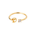 Simple English Letter Ring With Adjustable Opening Zircon Gold Ring Gifts for Women to My Dauther