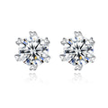 CZCITY Luxury White Gold Plated Solid 925 Sterling Silver Stud Earrings Heart Prong Set Moissanite Earring Jewelry for Women