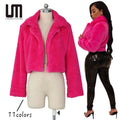Liu Ming Cheap Wholesale Fall Winter Fashion Women Warm Long Sleeve Artificial Fur Short Jacket Fluffy Plus Size Coats