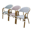 French Style Powder Coated Aluminum Bistro Rattan UV Resistant Park Farmhouse Villa Courtyard Cafe Garden Chairs Outdoor Patio