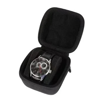 Luxury Black Hard Box Watches Case Portable Single Watch Travel Case Zipper with Buckle