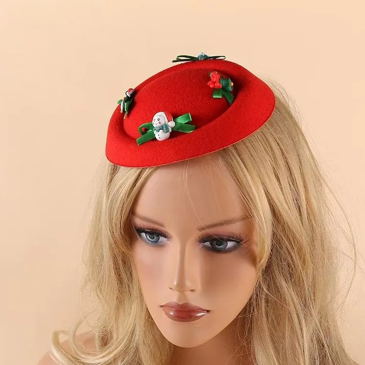Hot Sale Christmas Day Small Headwear for Girls Wholesale Velvet Christmas Festival Party Fascinator for Women