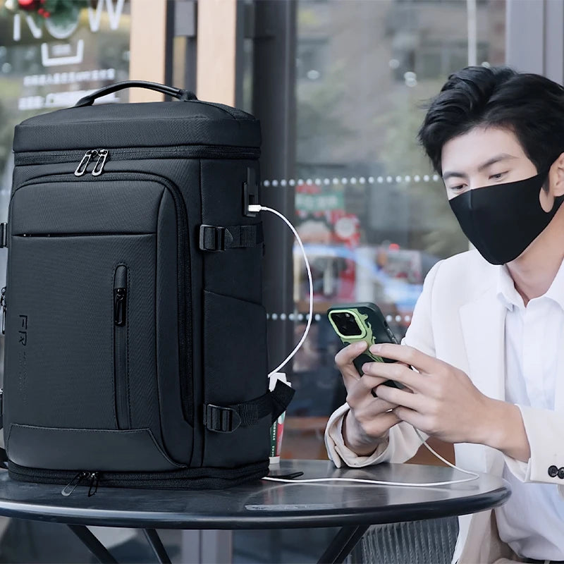 FENRUIEN Backpack School Bags Men Black Individual Shoe Storage 32L Large Capacity 17.3-inch Laptop Travel USB Charge  Luggage