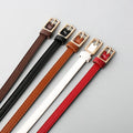 Trendy Simple Fashion for Women Hundred Square Alloy Pin Buckle Thin Belt PU Material