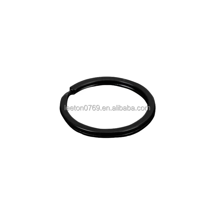 Stock Supply 2.0 X 32mm Round Matte Black Metal Flat Bag Keychain