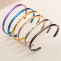 4mm Custom Logo Name You Are Enough Woman Men 18K Gold Silver Rose Plated Stainless Steel Expandable Open Cuff Bangle Bracelet