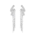 Fine Jewelry Elegant Fringe Chain Earrings in Sterling Silver 925 Drop Earrings for Women