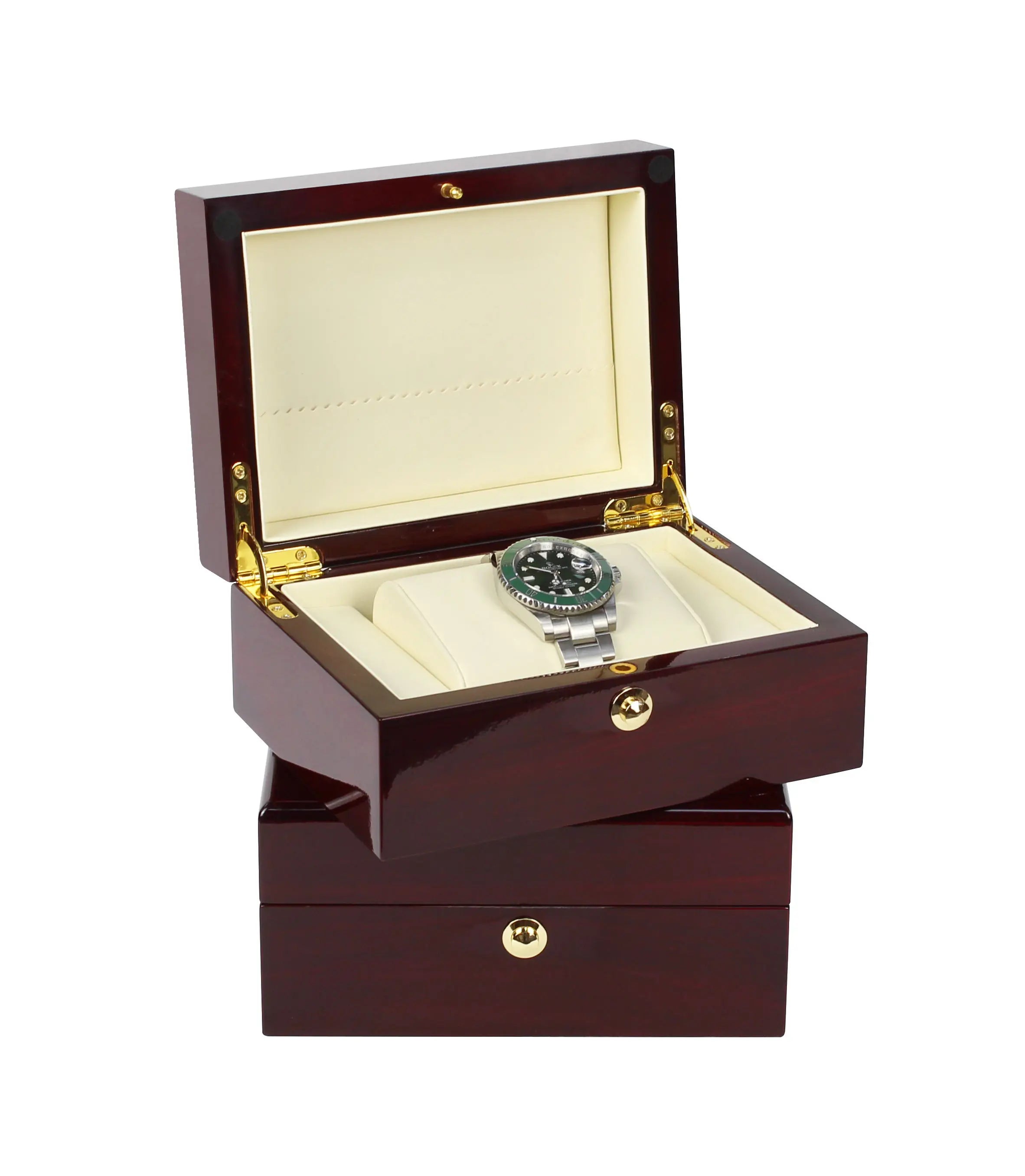 Tancy Custom Luxury Logo Brown MDF Watch Display Box with Water Resistant Recycled Materials Rectangle Shape