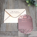 Romantic Rose Gold Engraved Mirror Acrylic Invitation Cards and Laser Cut Wedding Card with Customized Cream Envelope