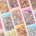 6 Sheets PET Cute Cartoon Decorative Stickers Girl Animal Kawaii Fruit INS Stickers Custom DIY for Scrapbook Planner Stationery