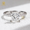 Moissanite Jewelry Solid 14K Pure Gold 1.5CT 6*6mm Cushion Cut Diamond Halo Moissanite Engagement Wedding Ring