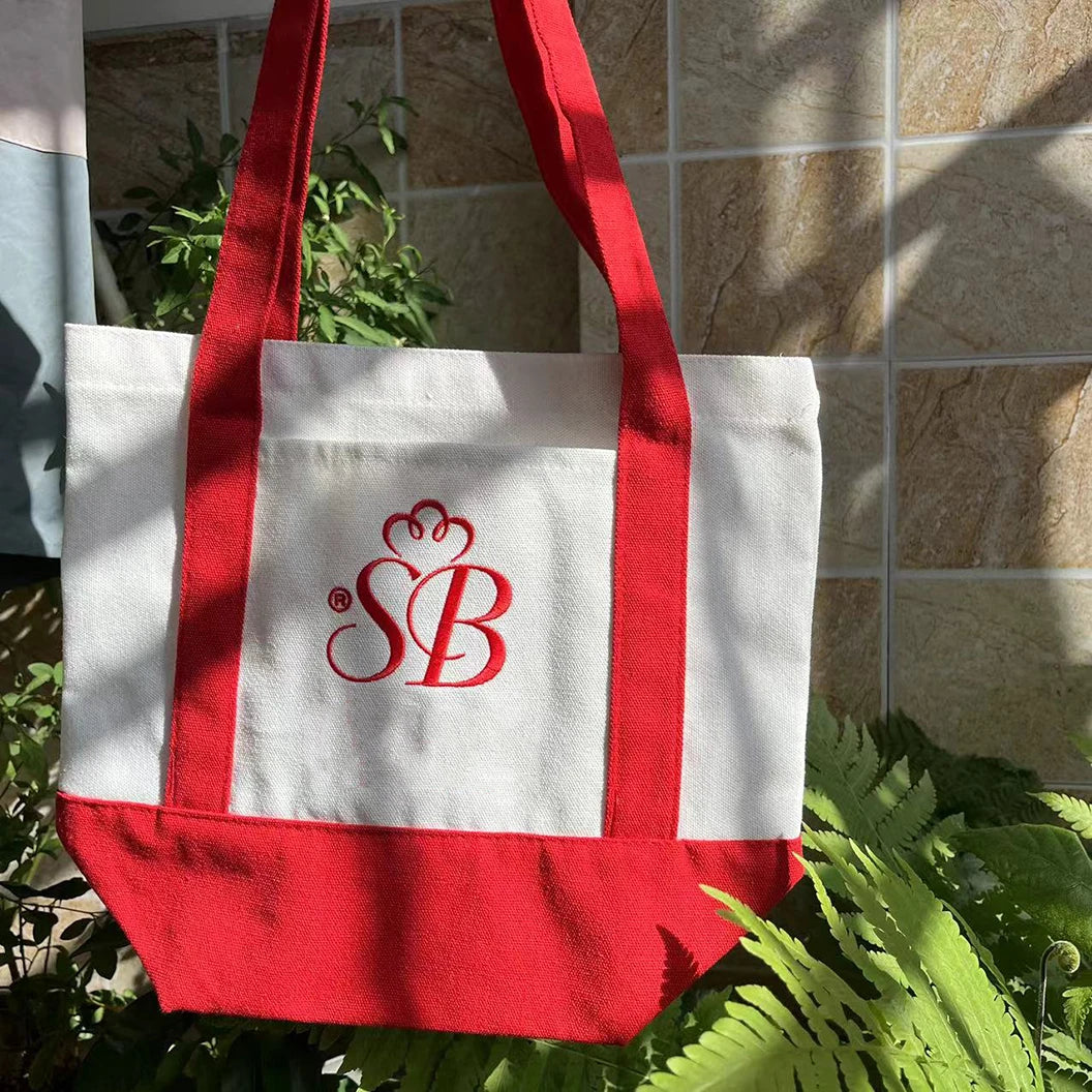 Women's Heavy Duty Cotton Canvas Tote Bag with Pocket and Zipper Custom Logo Embroidery for Shopping