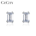 CZCITY Fashion Jewelry Cubic Zircon Diamond Sterling Silver Earrings Stud Square Zircon Stud Earring for Women