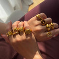 NEW CLASSICAL CHUNKY DYEDGY ROCK STAR MULTI STYLE RING SET Dazan 2025 HOT 18k PVD Gold Plated Stainless Steel Layered JEWELRY