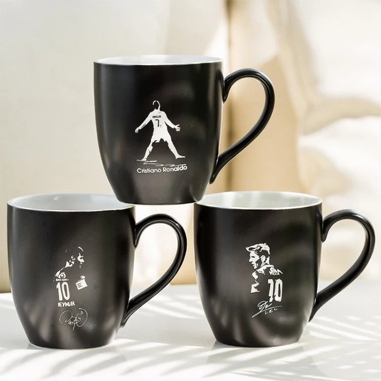 Top Seller 2023 Creative Ceramic Cup Laser Engraving Football Star Series Mugs Large Capacity Personal Cup Engraving