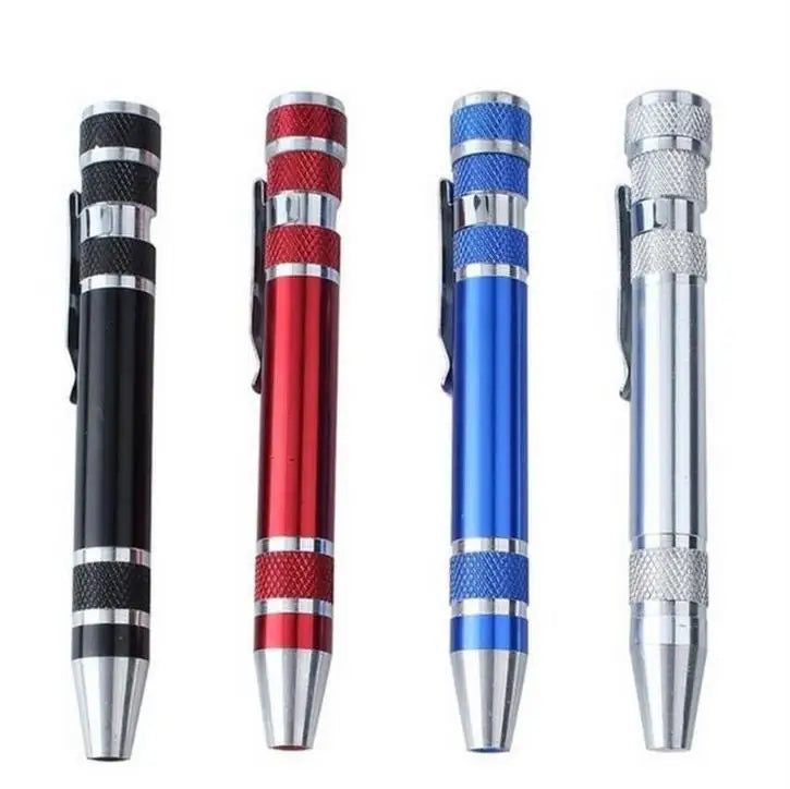Household Mini 8 in 1 Pocket Screwdriver Custom Multi Tools Gadget Pen Screwdriver Kit Promotional Pen with Screwdriver
