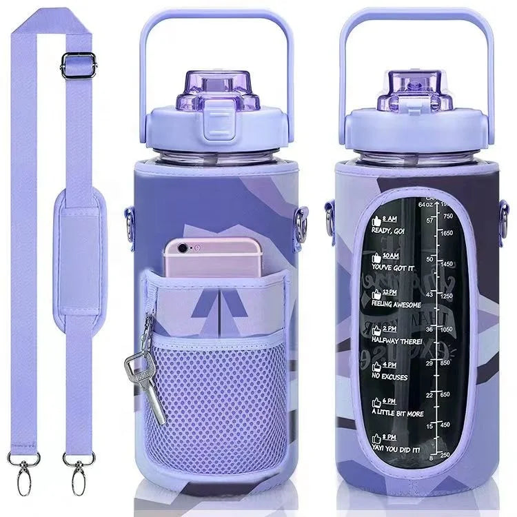 New Product 2025 Water Bottle with Phone case Half Gallon Water Bottle with Storage Sleeve Birthday Gift Christmas Gift