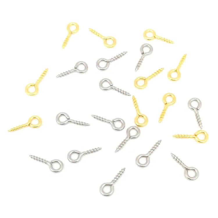 Wholesale Children's Stainless Steel Claw Nails Threaded Screw Shape 18K Gold Plated Pointed Sheep Eye Nails Jewelry Charm