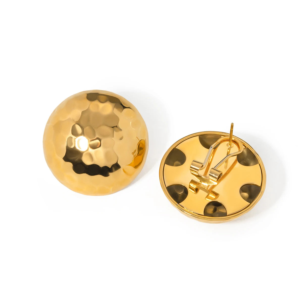J&D 18K PVD Gold Plated Hemisphere Malleolar Stria Ear Clip 18K PVD Gold Plated Stainless Steel Fashion Earring for Women