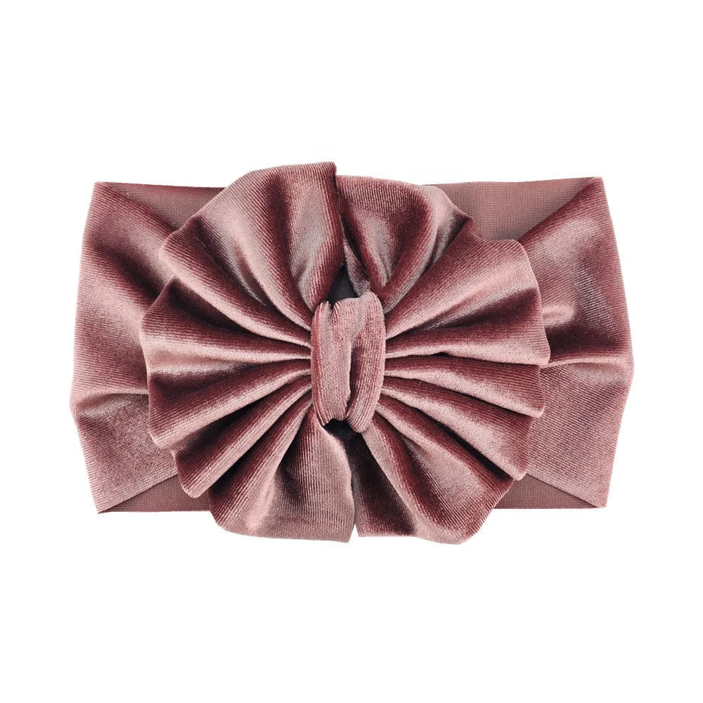 Liucare Baby Girls Gold Velvet Bow Headbands Non-slip Friendly Material Sweet Style Kids Bowknot Princess Solid Hair Band
