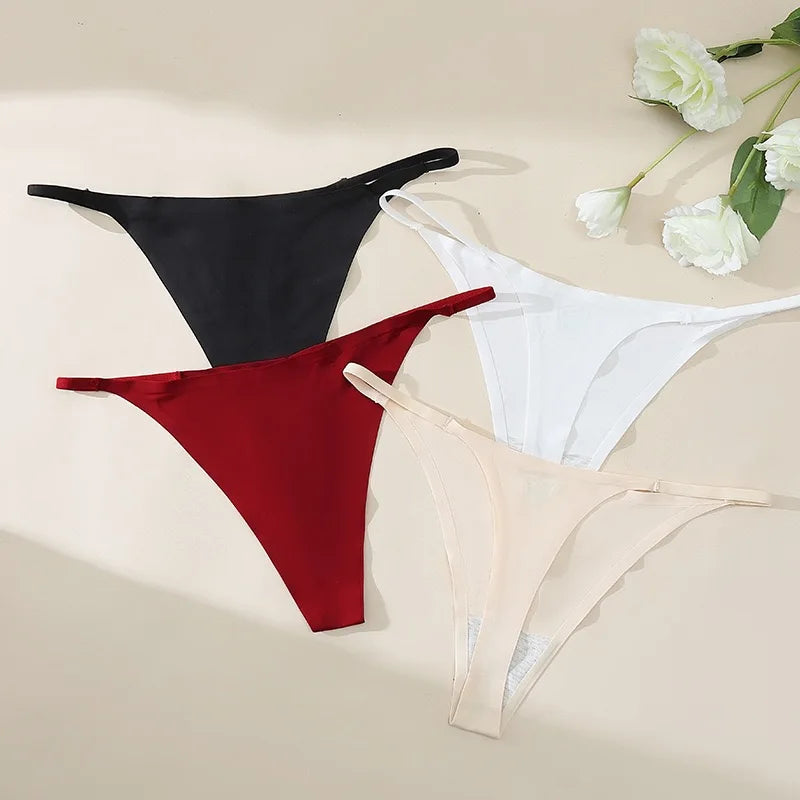 Wholesale Sexy Seamless Thong Panties for Women Solid Color Comfortable Smooth Nylon Low-rise with Large Stock