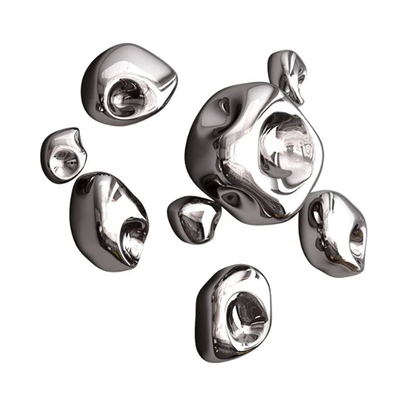 3D Abstract Metal Wall Art Colourful Stainless Steel Ball Combination Wall Decor Creative Metal Art