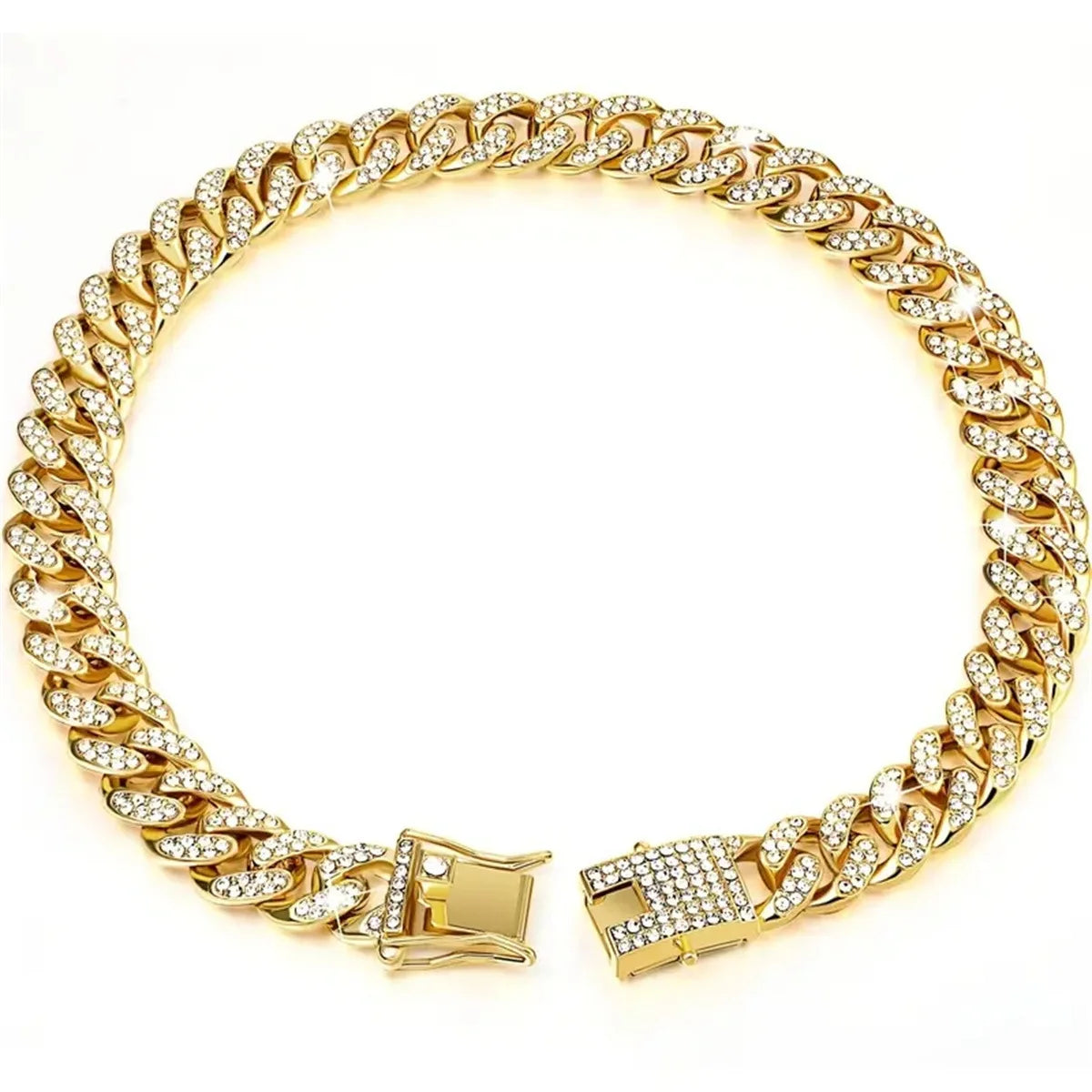 Wholesale Luxury Gold Choke Key Collar Pitbull Large Neck Collars Dog Cuban Link Pet Dog Chain Cuban Collar
