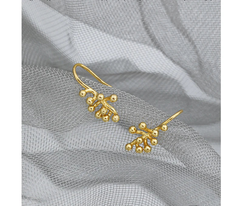 VIANRLA 925 Sterling Silver Bead Design Hook Earrings for Women 18k Gold