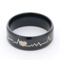 Factory Wholesale Classic Sassy Black Heart Beat Mood Stainless Steel Ring Unisex Cheap Heart Ripple Women Fidget Rings
