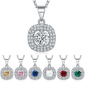 Square Round Sterling Silver Pendant Necklace Prong Setting